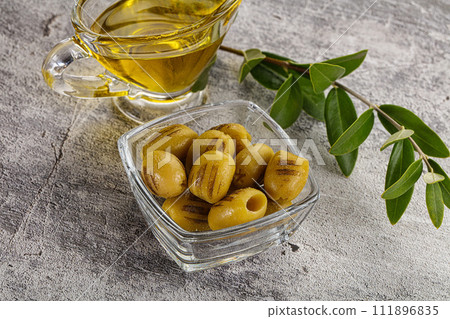 Grilled green olives appetizer snack Grilled green olives appetizer snack 111896835