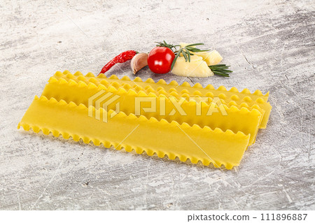 Uncooked raw Lasagna dry sheets Uncooked raw Lasagna dry sheets 111896887
