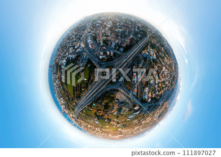 Limassol cityscape and A1 motorway, Cyprus. Spherical panorama 111897027