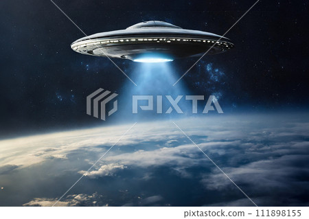 Image of a UFO approaching the earth Image of a UFO approaching the earth 111898155