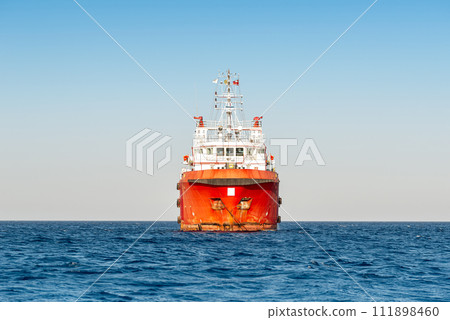 Front view of Offshore Supply Ship in Mediterranean sea 111898460