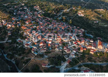 Elevated view on Vouni village. Limassol District, Cyprus 111898495