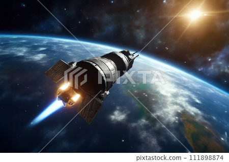 接近地球的太空船的圖像 接近地球的太空船的圖像 111898874