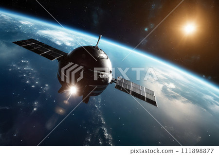 接近地球的太空船的圖像 接近地球的太空船的圖像 111898877