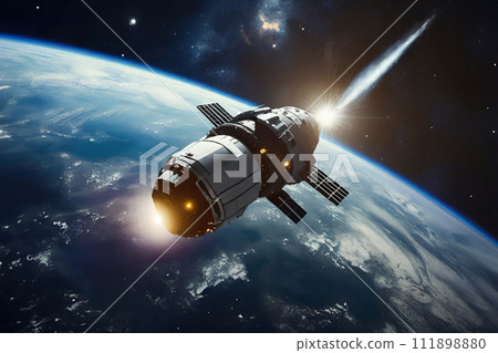 接近地球的太空船的圖像 111898880