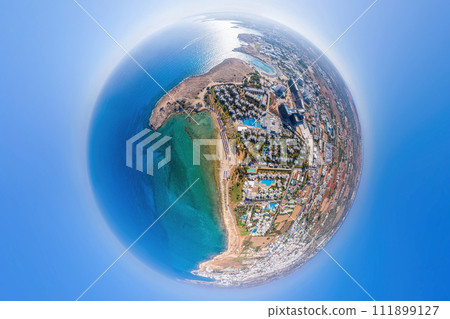 Planet Napa. Spherical aerial panorama of Ayia Napa. Famagusta District, Cyprus 111899127