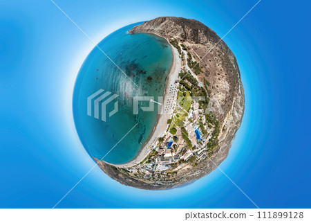 Aerial view of Pissouri Beach. Spherical panorama. Limassol District, Cyprus Aerial view of Pissouri Beach. Spherical panorama. Limassol District, Cyprus 111899128