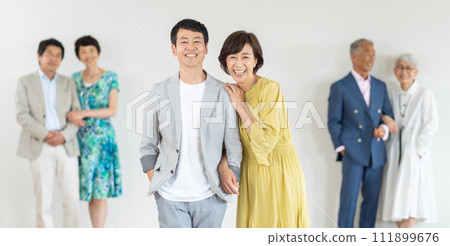 Group of middle-aged men and women, senior couples Group of middle-aged men and women, senior couples 111899676