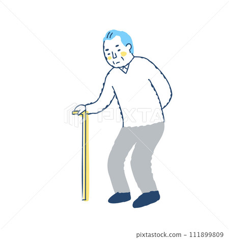Senior man walking with a cane Senior man walking with a cane 111899809