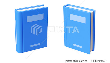 Close paper book with blue glossy hardcover standing vertical in different angles of turn. 3d render illustration set of isolated literature icon for school education, reading and bookshop promo. Close paper book with blue glossy hardcover standing vertical in different angles of turn. 3d render illustration set of isolated literature icon for school education, reading and bookshop promo. 111899828