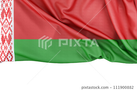 Flag of Belarus isolated on white background with copy space below. 3D rendering 111900882