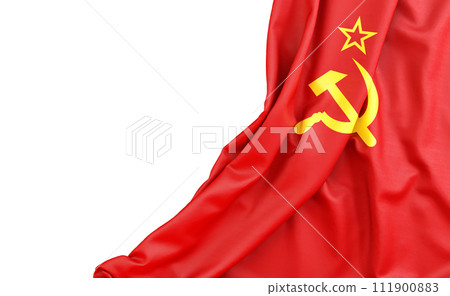 Flag of USSR with empty space on the left. Isolated. 3D Rendering Flag of USSR with empty space on the left. Isolated. 3D Rendering 111900883