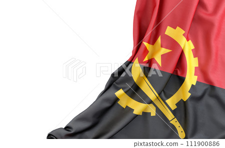 Flag of Angola with empty space on the left. Isolated. 3D Rendering Flag of Angola with empty space on the left. Isolated. 3D Rendering 111900886