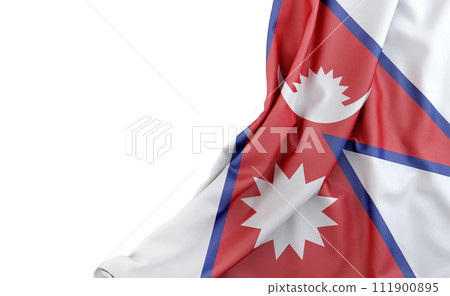 Flag of Nepal with empty space on the left. Isolated. 3D Rendering 111900895