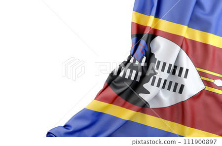 Flag of Eswatini (Swaziland) with empty space on the left. Isolated. 3D Rendering Flag of Eswatini (Swaziland) with empty space on the left. Isolated. 3D Rendering 111900897