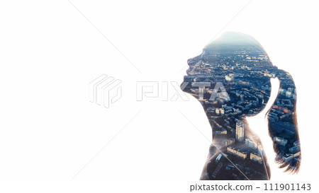 Freedom mind city dream silhouette woman view 111901143