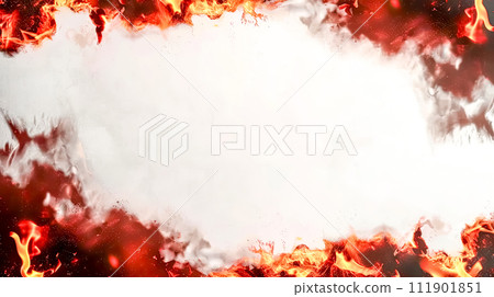 AI-generated content. Fiery Flames Bordering White Space for Intense Heat and Combustion Background 111901851