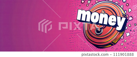 AI-generated content. The word money is on a pink background, copy space AI-generated content. The word money is on a pink background, copy space 111901888