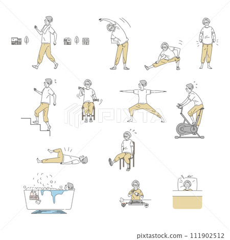 Elderly woman exercising 111902512