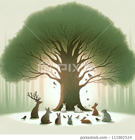 A gathering of living creatures receiving the blessings of the forest 2 A gathering of living creatures receiving the blessings of the forest 2 111902524