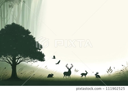 A gathering of living creatures receiving the blessings of the forest 3 A gathering of living creatures receiving the blessings of the forest 3 111902525