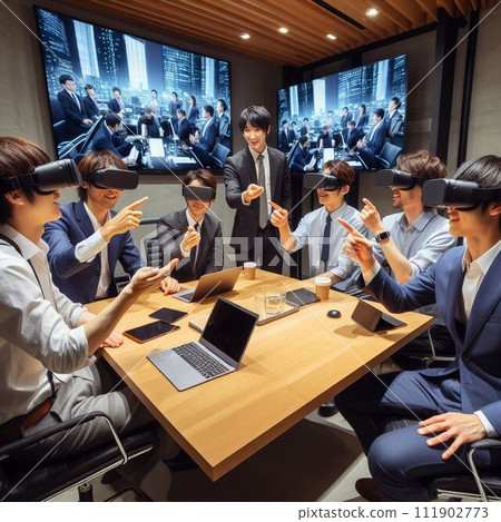 [AI generated image] Meeting scene using VR 111902773
