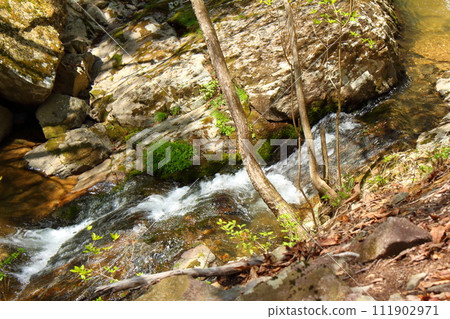 small waterfall in the mountains small waterfall in the mountains 111902971