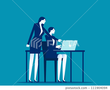 Business teamwork or internship at office. Vector illustration concept 111904094