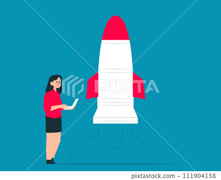 Person with startup. Project launch vector concept 111904138