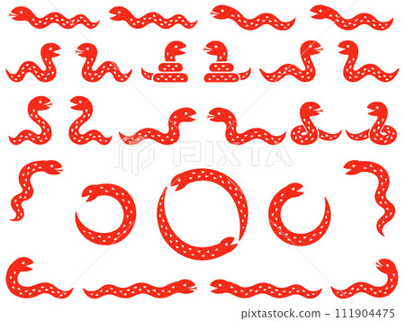 Red snake illustration set 111904475