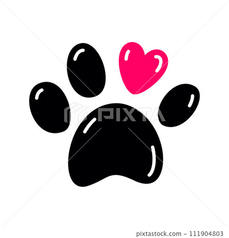 Paw print with heart icon 111904803