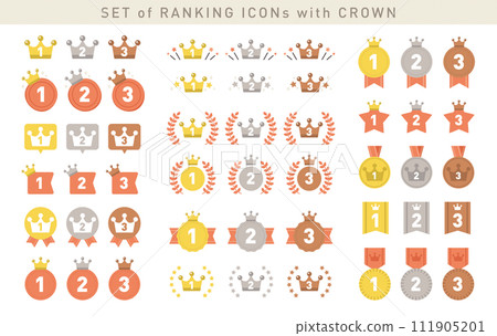 Simple and cute ranking icon set/vector material/crown/crown Simple and cute ranking icon set/vector material/crown/crown 111905201
