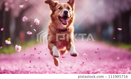 Cherry blossoms and dogs 111905716