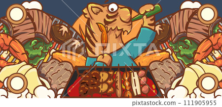 原创手绘卡通烧烤美食插画海报素材 原创手绘卡通烧烤美食插画海报素材 111905955