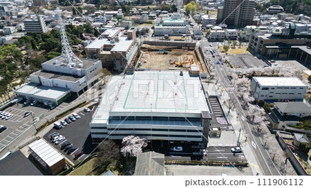 Transportation node in Koriyama City - Aerial view of the Fumotoyama parking lot 111906112