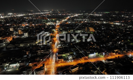Shining City - Aerial night view from the center of Koriyama City Shining City - Aerial night view from the center of Koriyama City 111906113