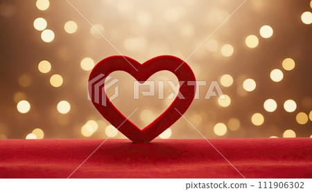 AI-generated content. Love, Heart, Celebration: heart on textured surface beneath, soft focus golden lights create bokeh in background. Celebration card or romantic events invitation. Valentine day AI-generated content. Love, Heart, Celebration: heart on textured surface beneath, soft focus golden lights create bokeh in background. Celebration card or romantic events invitation. Valentine day 111906302