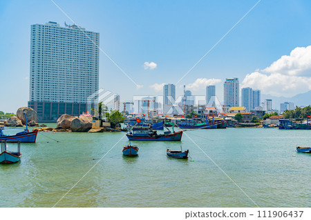 Fishing boats on the river. Fishing boats on the river. 111906437