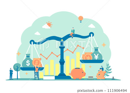 dollar yen exchange rate FX vector illustration 111906494