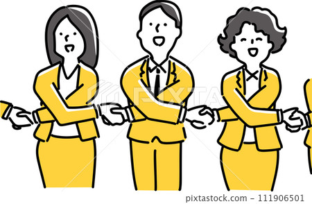 A circle of people made up of men and women 111906501