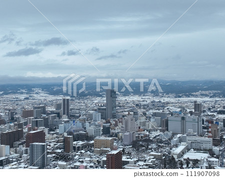 2024年大雪覆蓋的郡山鳥瞰圖 111907098