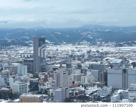 2024年大雪覆蓋的郡山鳥瞰圖 111907100
