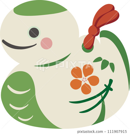 新年賀卡新年賀卡2025土鐘蛇年蛇年新年可愛簡約插畫素材 111907915