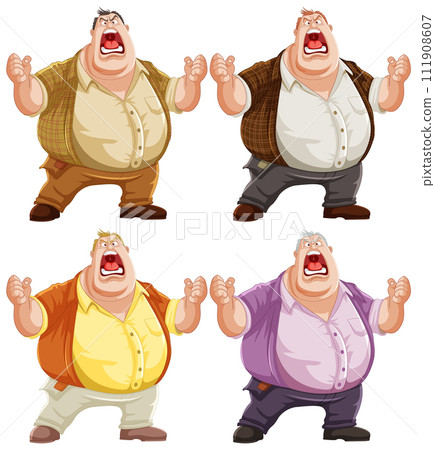 Expressive Cartoon Man in Different Outfits Expressive Cartoon Man in Different Outfits 111908607