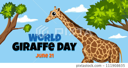 Celebrating World Giraffe Day Illustration 111908635