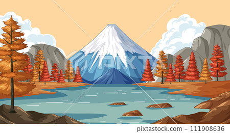 Serene Mountain Lake Landscape 111908636