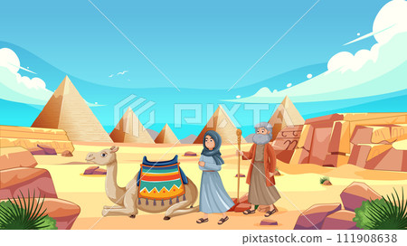 Desert Adventure with Camel and Travelers Desert Adventure with Camel and Travelers 111908638