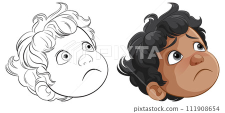 Expressive Cartoon Children Faces Expressive Cartoon Children Faces 111908654