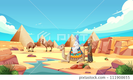 Camel Caravan by the Pyramids 111908655