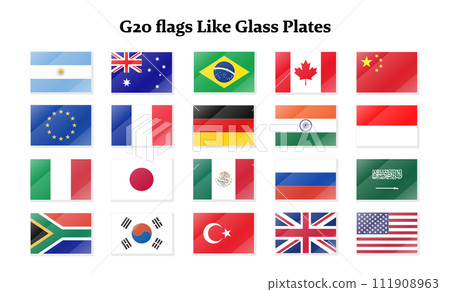 National flag set of G20 summit participating countries (shiny design) National flag set of G20 summit participating countries (shiny design) 111908963